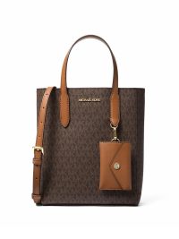 Michael Kors Vincent Small Signature Logo Convertible Tote Bag with Card Case Brown