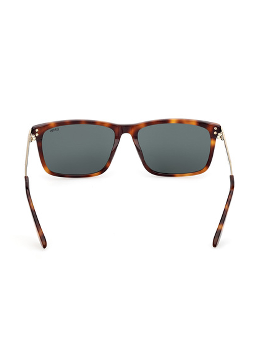 BMW Men's Rectangle Sunglasses Havana Pale Gold Frame Green Lens
