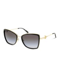Michael Kors Corsica Sunglasses Gold Black Butterfly Shape Frames Dark Grey Gradient Lens