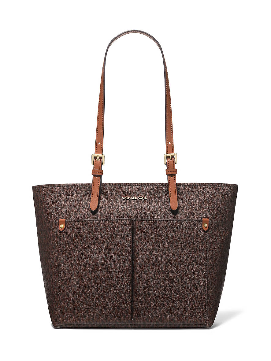 Michael Kors Jet Set Medium Logo Pocket Tote Bag Brown