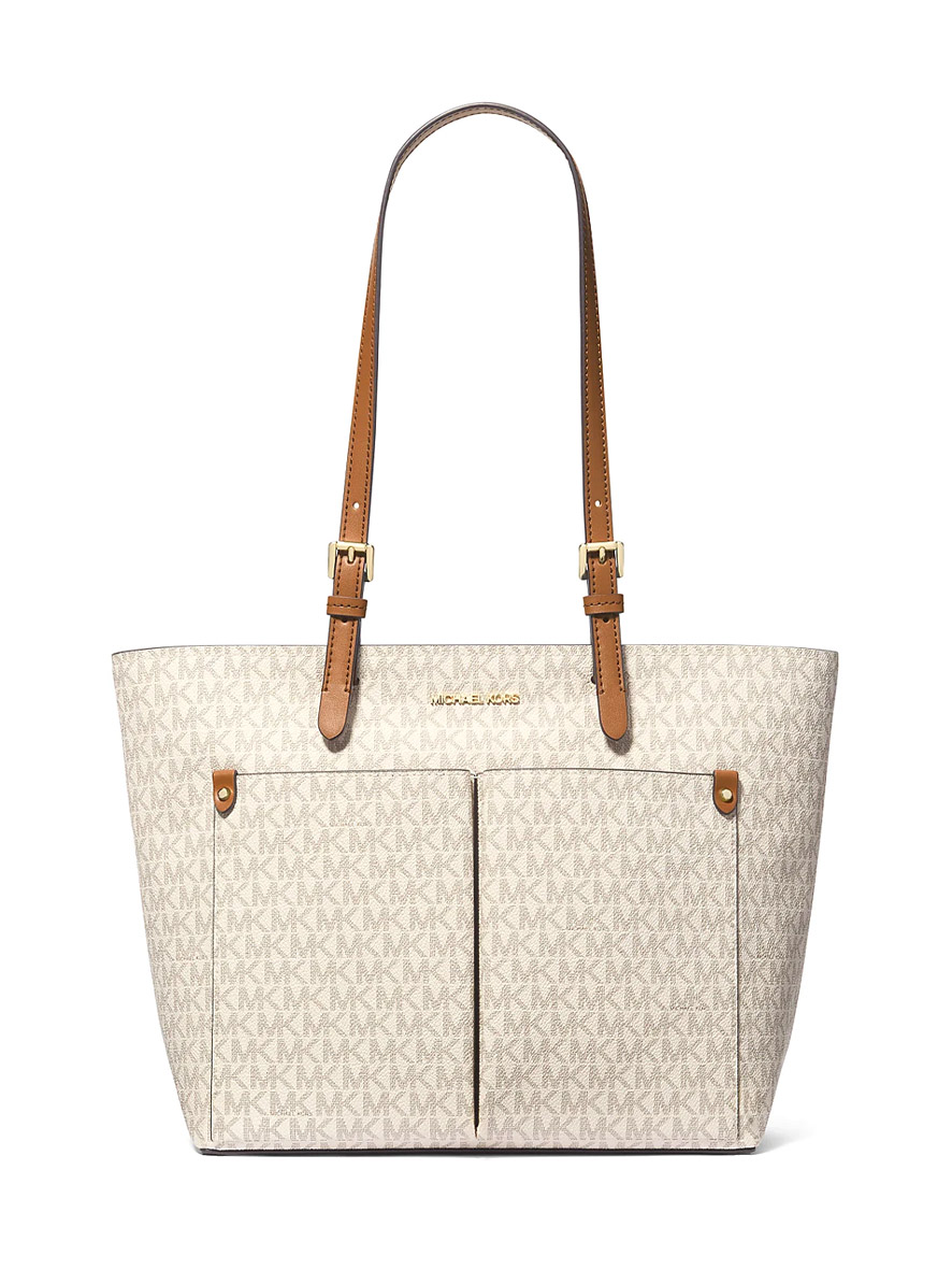 Michael Kors Jet Set Medium Logo Pocket Tote Bag Vanilla