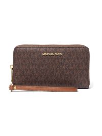 Michael Kors Jet Set Signature Logo Smartphone Wristlet Brown