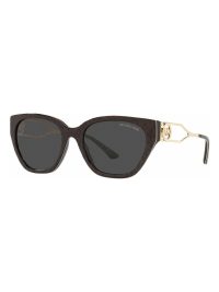 Michael Kors Lake Como Sunglasses Brown Signature Frame Dark Grey Solid Lens