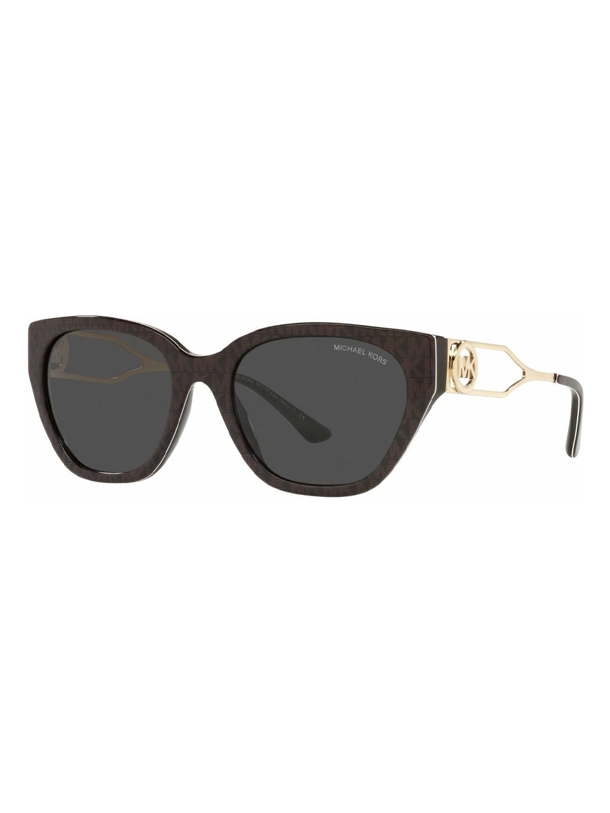 Michael Kors Lake Como Sunglasses Brown Signature Frame Dark Grey Solid Lens