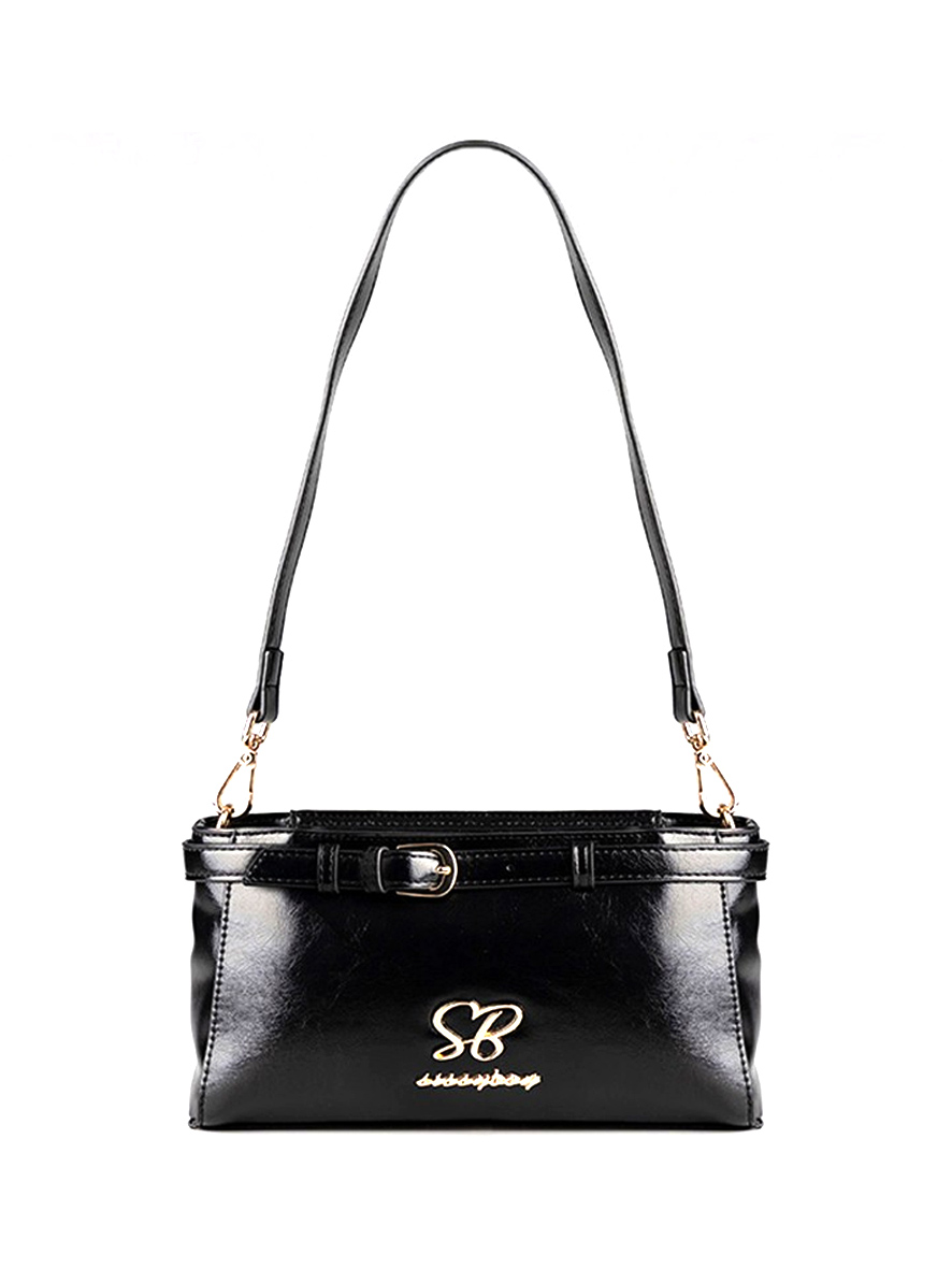 Sissy Boy Structured Crossbody Shoulder Bag Black