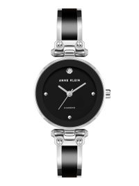 Anne Klein Women's Genuine Diamond Dial Bangle Watch Black Silver