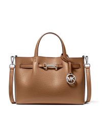 Michael Kors Carson Small Pebbled Leather Satchel Driftwood