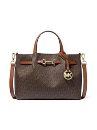 Michael Kors Carson Small Signature Logo Satchel Brown
