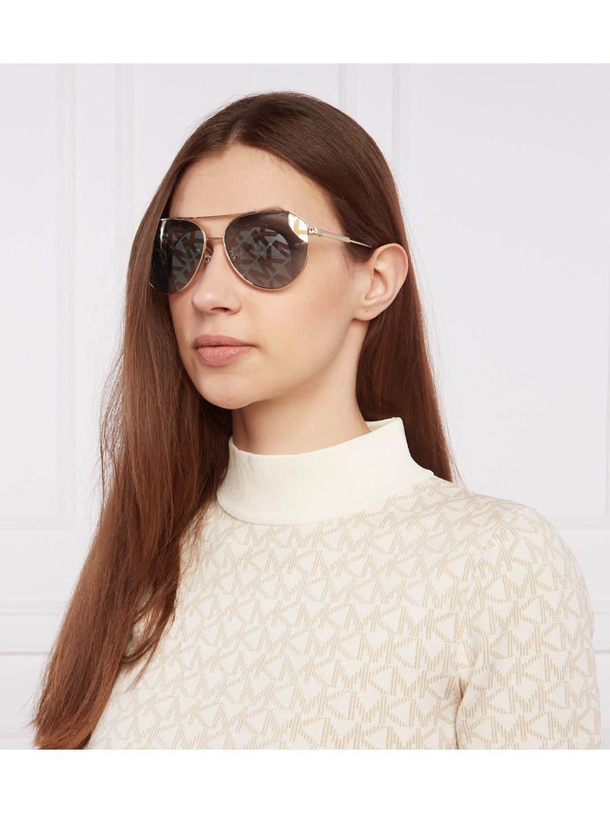 Michael Kors Cheyenne Sunglasses Aviator Silver Gold Lens Light Gold Frame