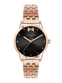 Ted Baker Ladies Fitzrovia Iconic Quartz Black Dial Watch Rose Gold Band
