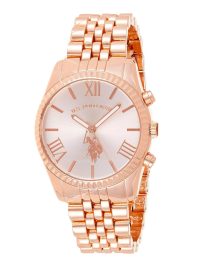 U.S. Polo Assn. Women's Analog Display Quartz Rose Gold Tone Watch with Notched Bezel