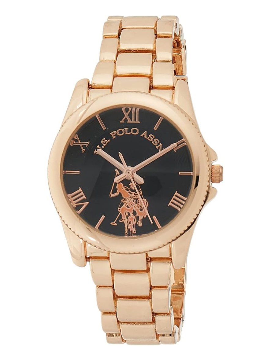 U.S. Polo Assn. Women's Rose Gold Tone Metal Analog Quartz Watch with Stainless Steel Strap