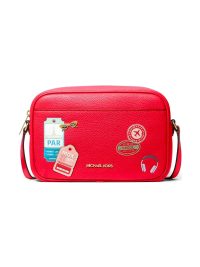 Michael Kors Jet Set Large Embellished Camera Crossbody Bag Dark Sangria