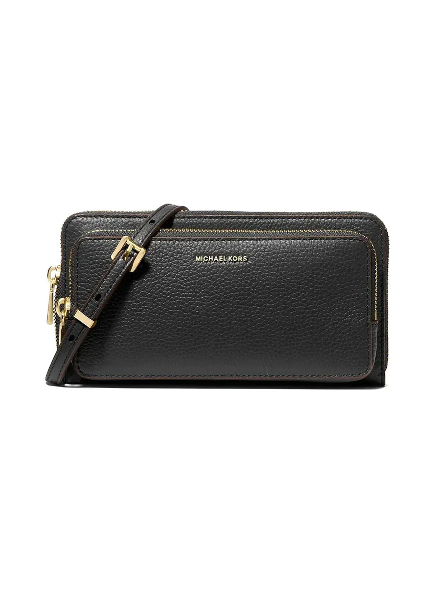 Michael Kors Jet Set Large Pebbled Leather Convertible Crossbody Bag Black