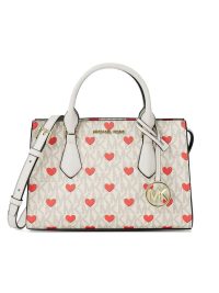 Michael Kors Sheila Small Embellished Signature Logo Satchel Light Cream Multi