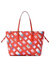Michael Kors Voyager Large Printed Signature Logo Tote Bag Dark Sangria