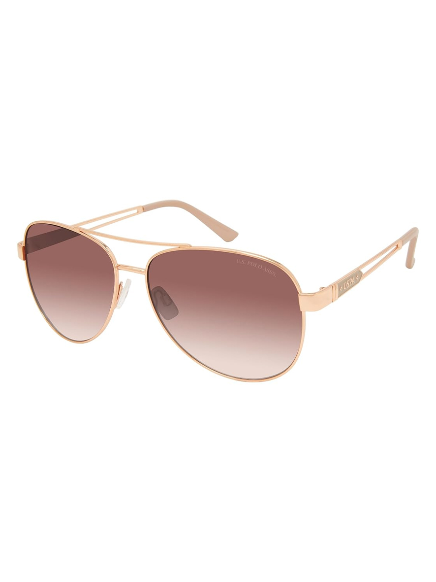 U.S. Polo Assn. Women's Aviator Sunglasses Rose Gold Nude