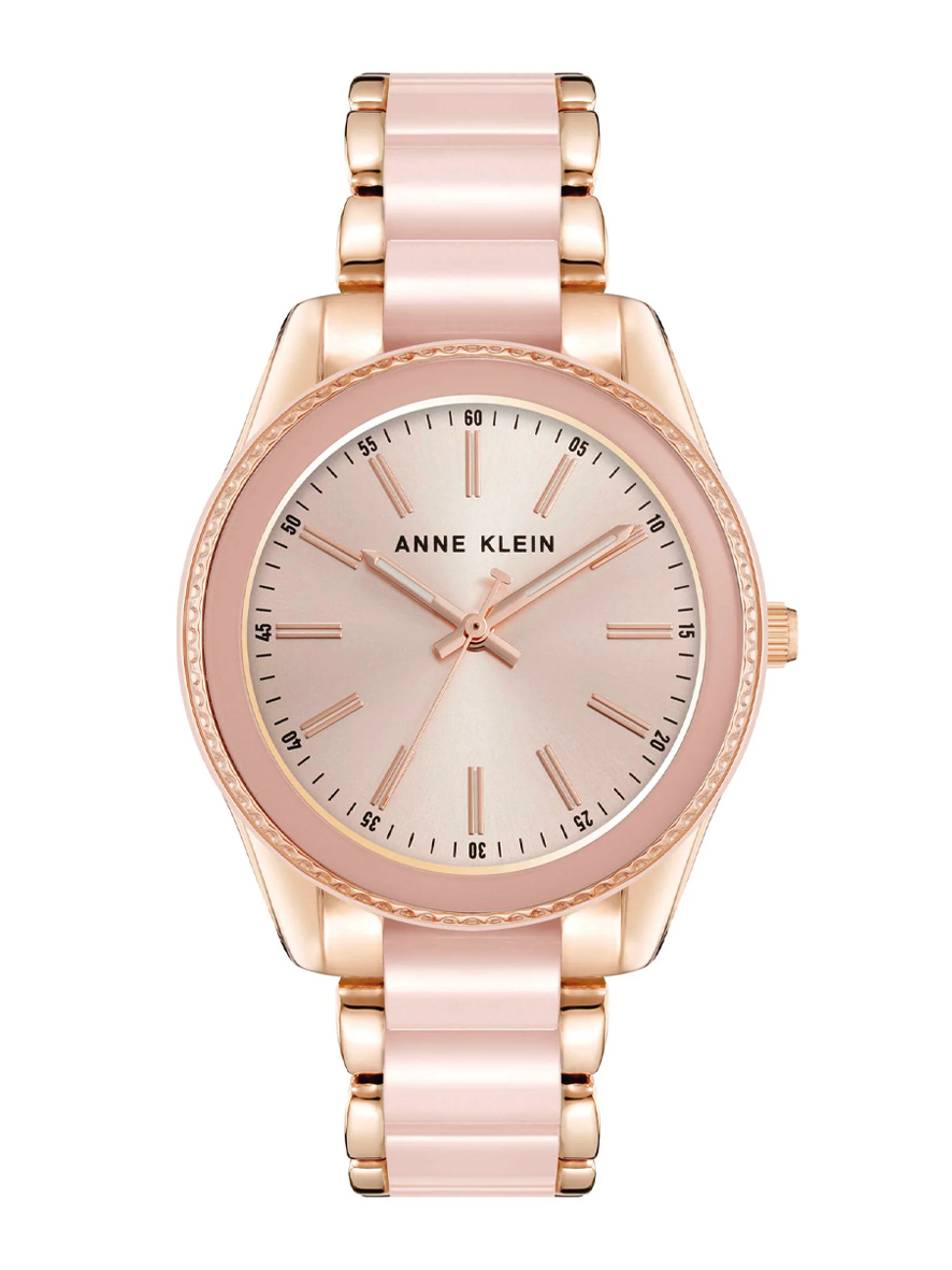 Anne Klein Women's Rose Gold Tone Light Pink Resin Bracelet Watch