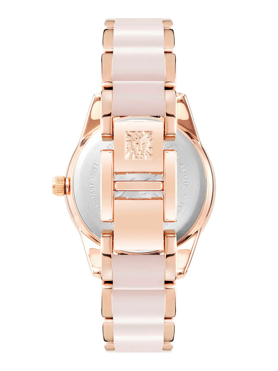 Anne Klein Women's Rose Gold Tone Light Pink Resin Bracelet Watch