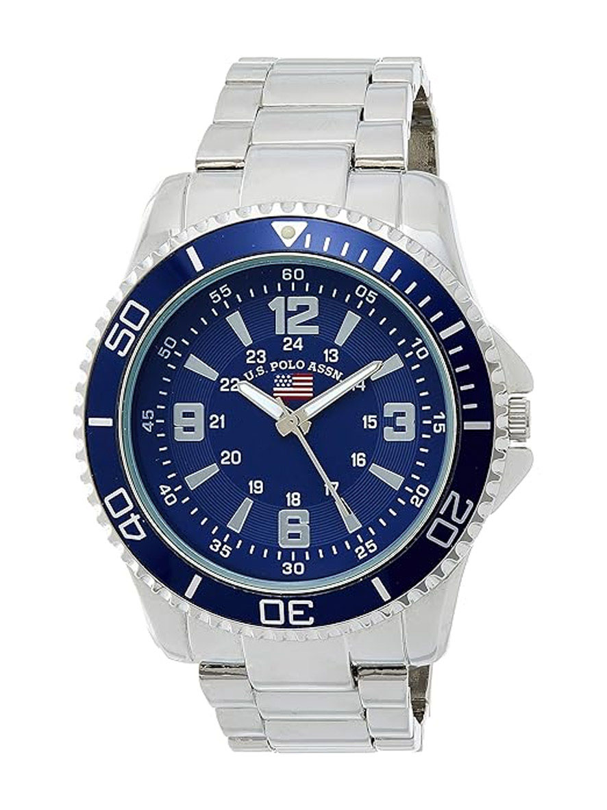 U.S. Polo Assn. Men's Blue Dial Silver Bracelet Analog Watch