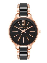 Anne Klein Women's Resin Bracelet Watch Black Rose Gold