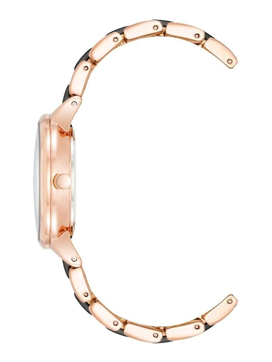Anne Klein Women's Resin Bracelet Watch Black Rose Gold