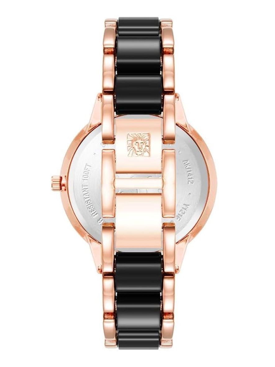 Anne Klein Women's Resin Bracelet Watch Black Rose Gold