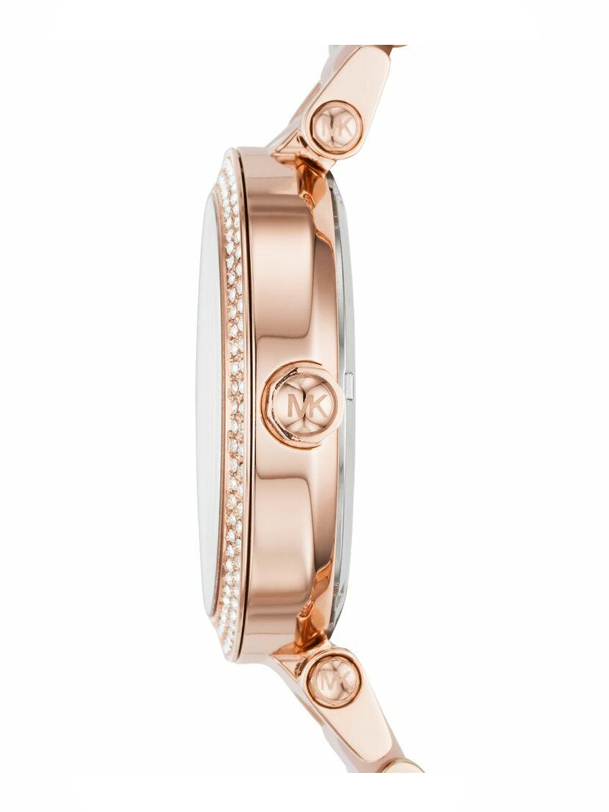 Michael Kors Women's Parker Crystal Pavé Logo Watch Rose Gold