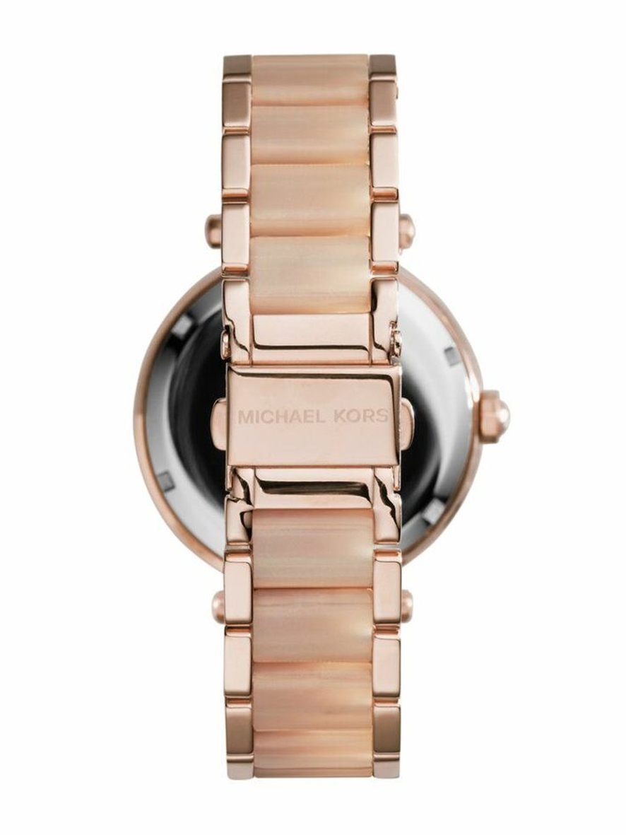 Michael Kors Women's Parker Crystal Pavé Logo Watch Rose Gold