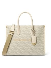 Michael Kors Mirella Medium Signature Logo Tote Bag Light Cream Multi