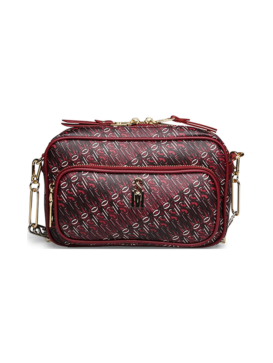 Steve Madden BRETORT Monogram Detail Camera Case Crossbody Bag Red
