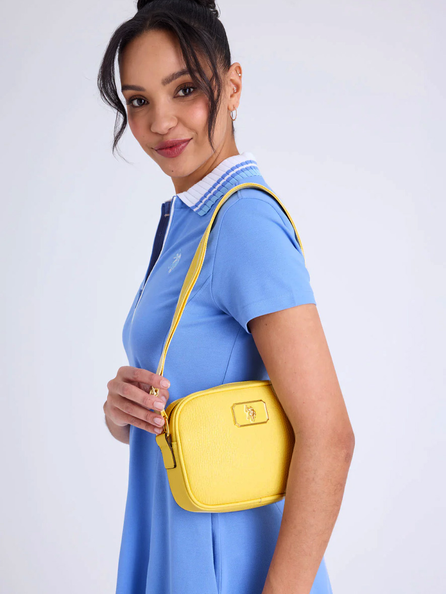 U.S. Polo Assn. Enamel Plate Classic Zip Crossbody Bag Unsalted Butter